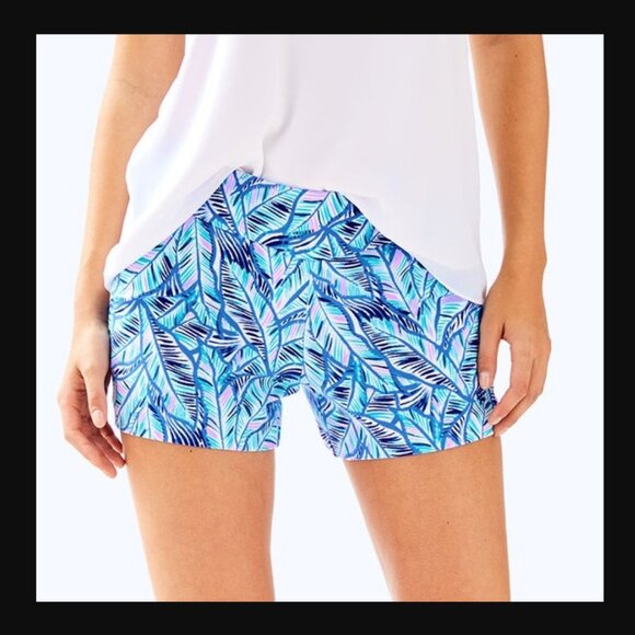 Lilly Pulitzer Pants - Lilly Pulitzer NEW Womens 8 Blue Pink Makenna Ponte Shorts Lets Mango